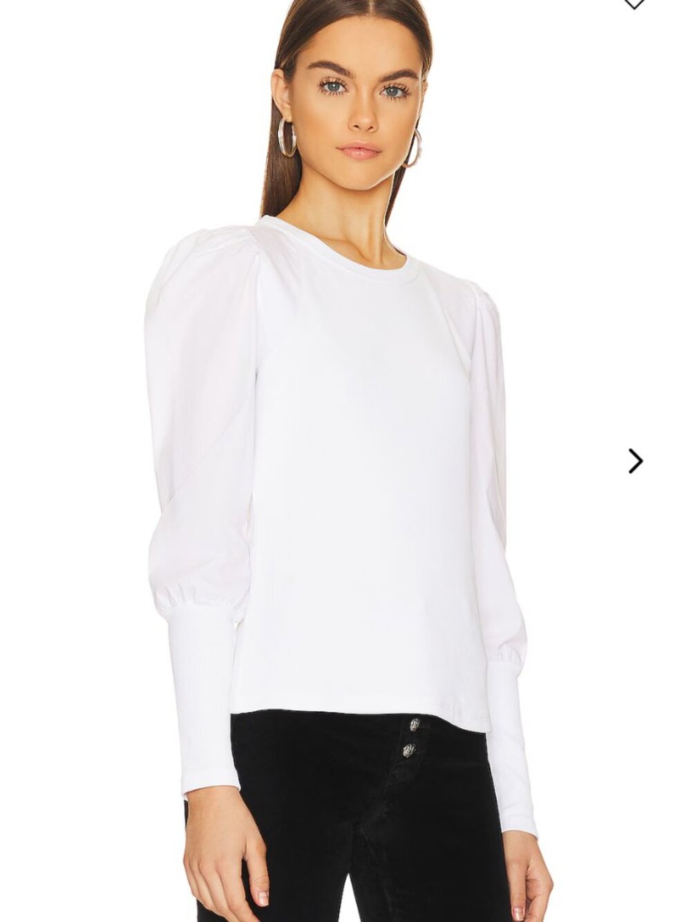 Veronica Beard Jeans Donovan White Ribbed Puff Sleeve Top M $198 - Picture 4 of 10
